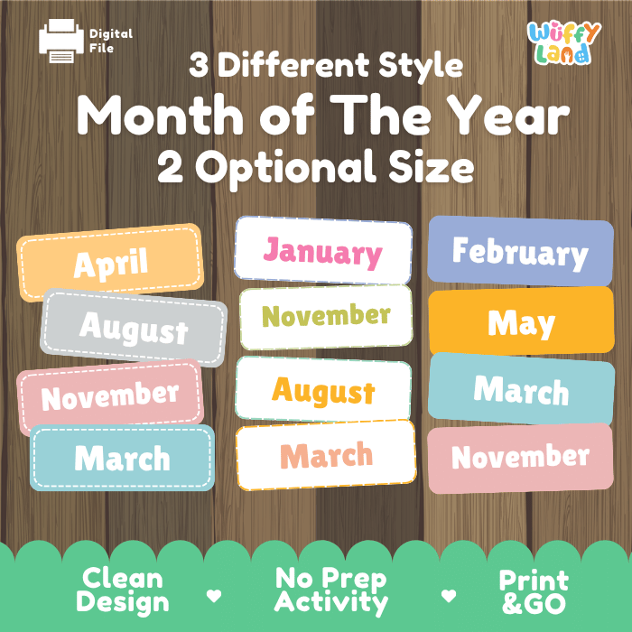 Months of The Year Classroom Calendar Labels Printable Activity