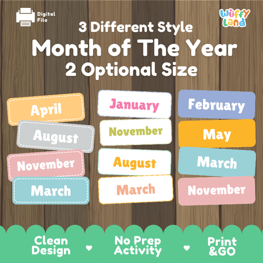 Months of The Year Classroom Calendar Labels Printable Activity