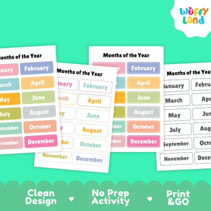 Months of The Year Classroom Calendar Labels Printable Activity
