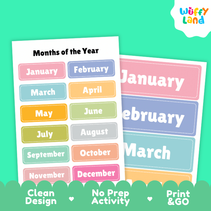 Months of The Year Classroom Calendar Labels Printable Activity
