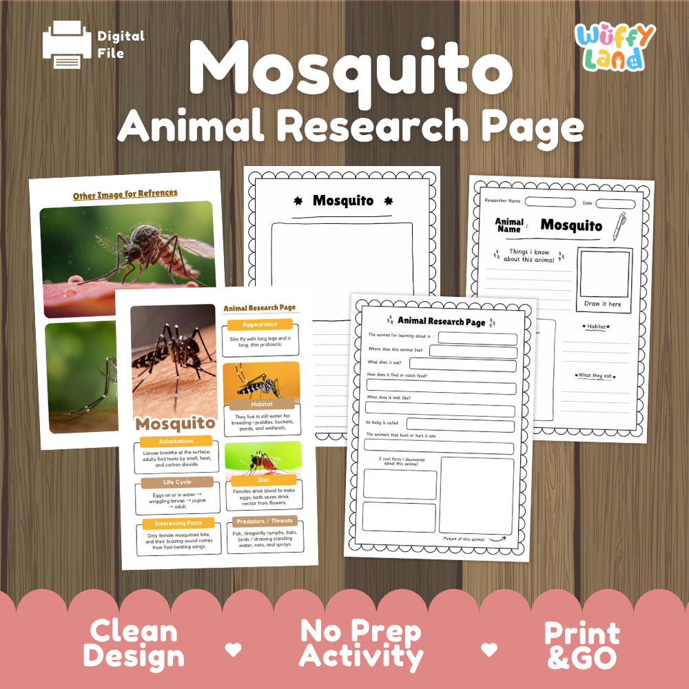 Mosquito Animal Research Page Worksheets
