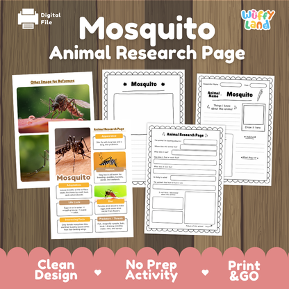 Mosquito Animal Research Page Worksheets