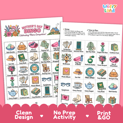 Mother's Day Bingo Games Printable Activity