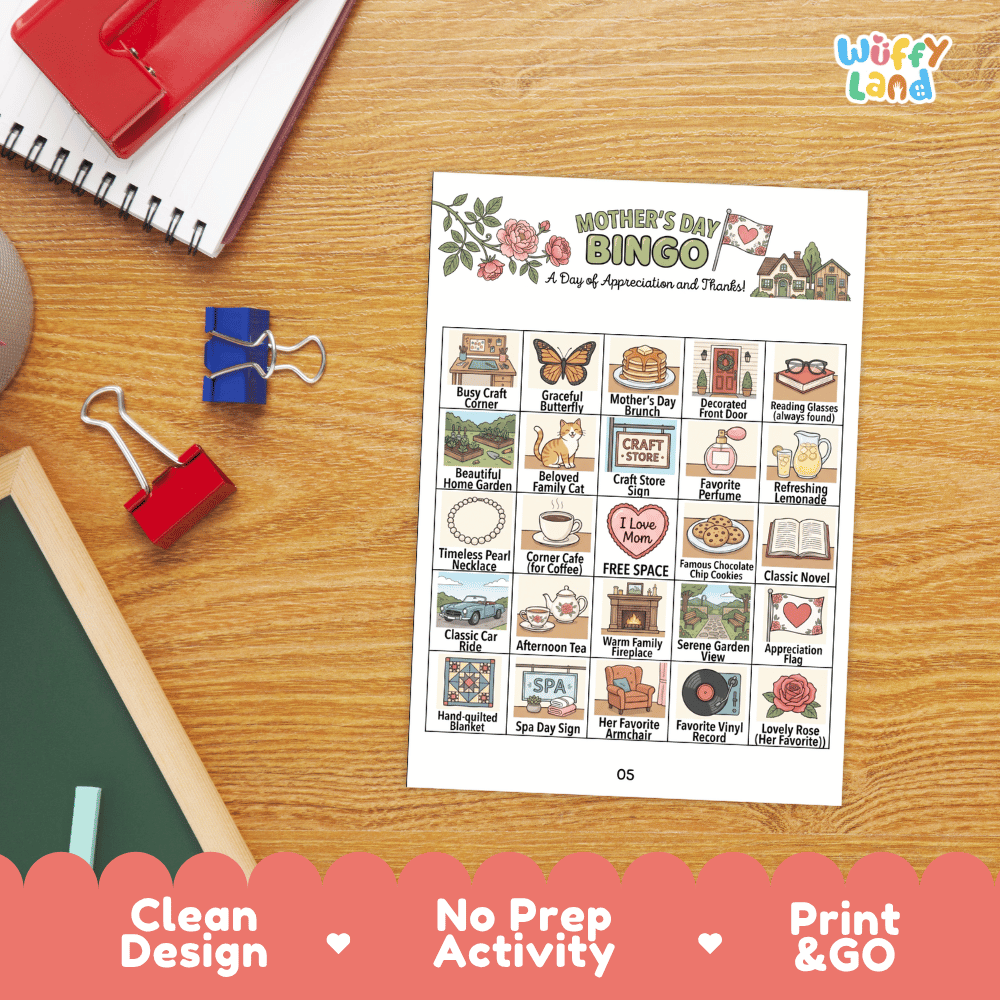 Mothers Day Bingo Games Printable Activity