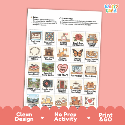 Mothers Day Bingo Games Printable Activity