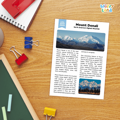Mount Denali Landmark Reading Passages and Comprehension Worksheets