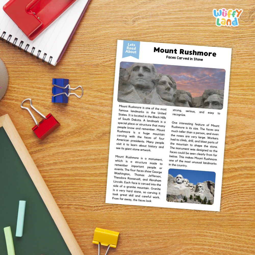 Mount Rushmore Landmark Reading Passage and Comprehension Questions