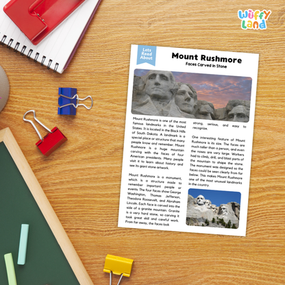 Mount Rushmore Landmark Reading Passage and Comprehension Questions