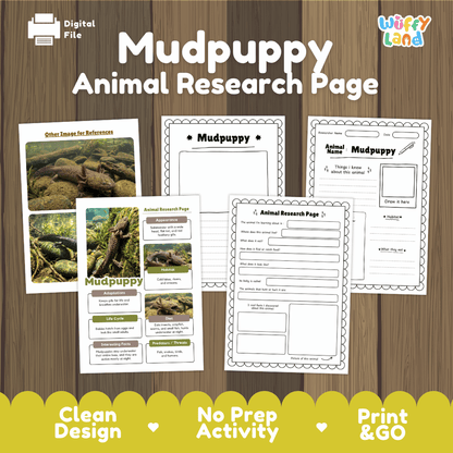 Mudpuppy Animal Research Page Worksheets