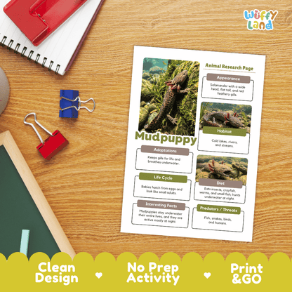 Mudpuppy Animal Research Page Worksheets