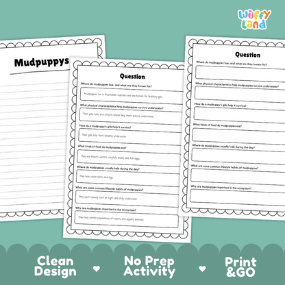 Mudpuppy Reading Passage and Comprehension Questions Worksheets