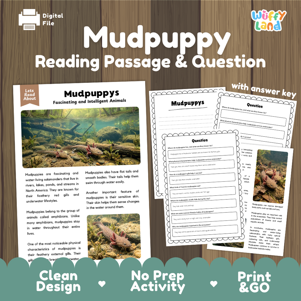 Mudpuppy Reading Passage and Comprehension Questions Worksheets