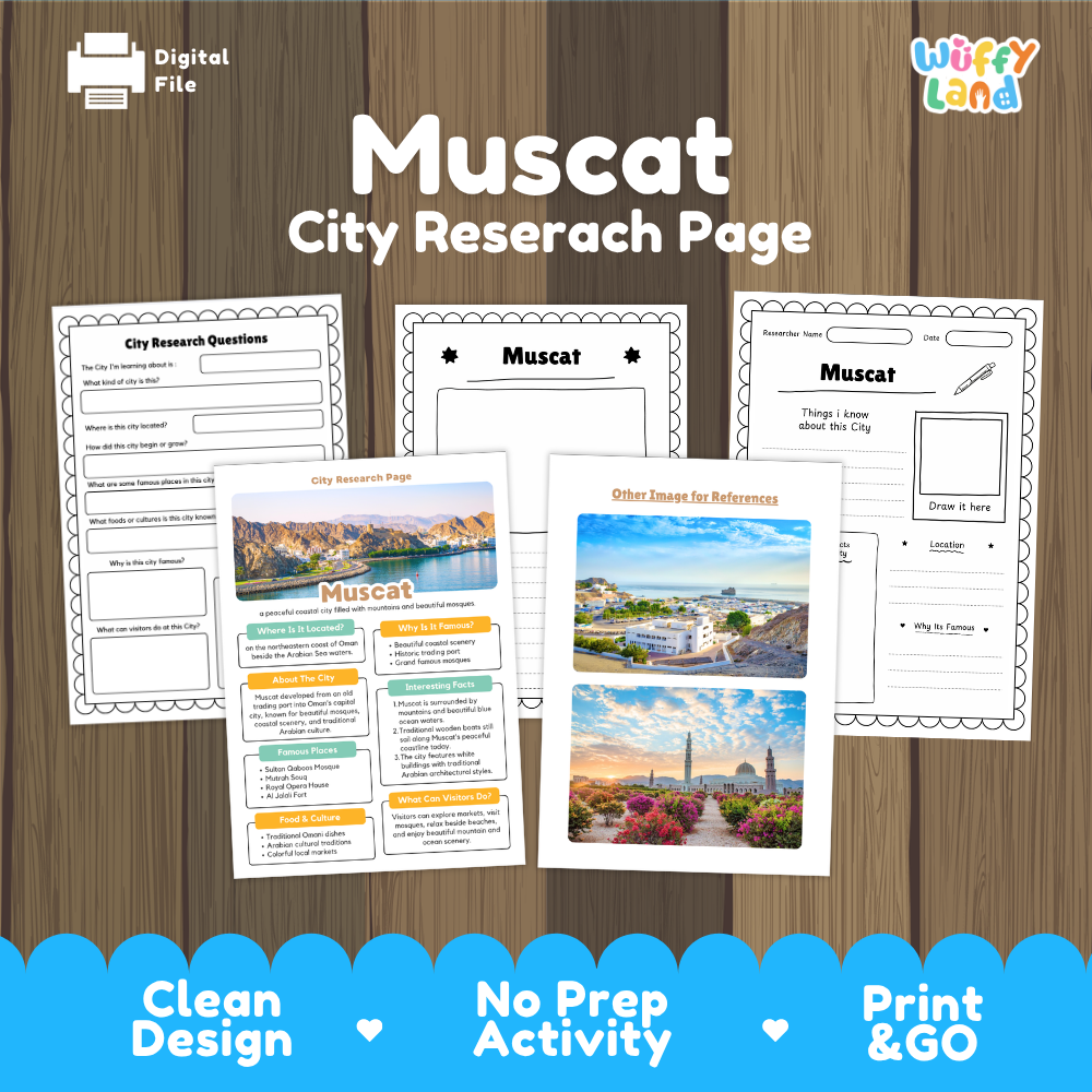 Muscat City Research Worksheets and Fact Sheet