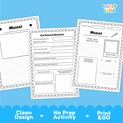 Muscat City Research Worksheets and Fact Sheet