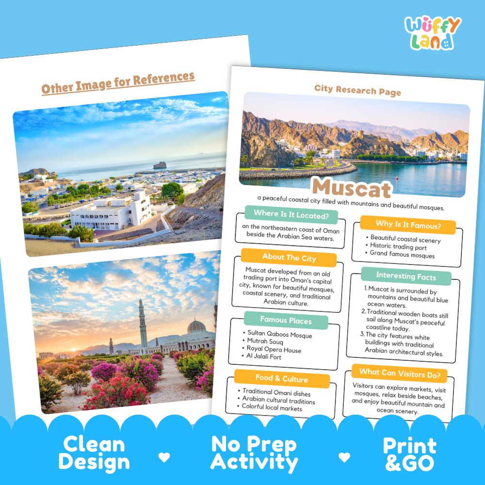 Muscat City Research Worksheets and Fact Sheet