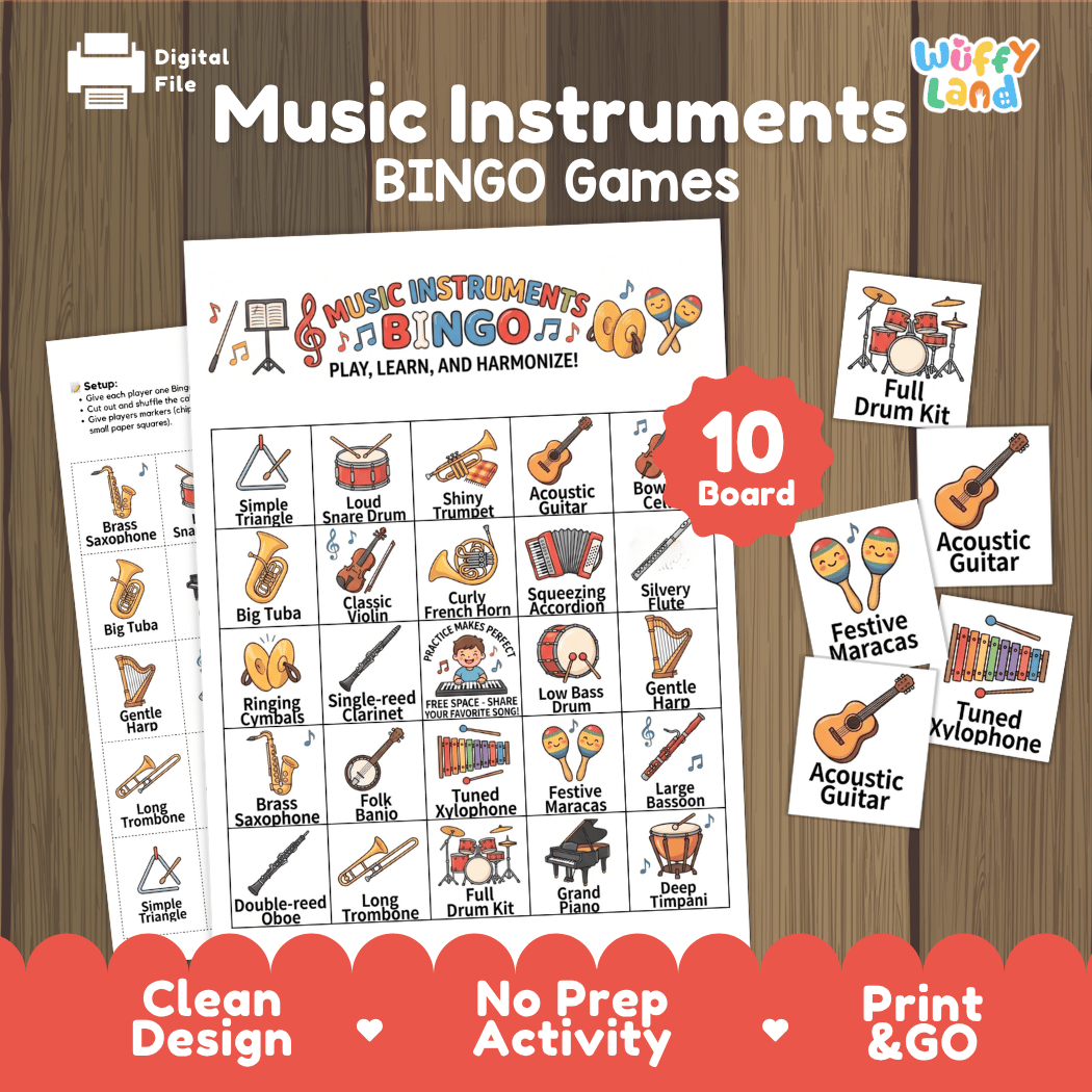 Music Instruments BINGO Games Printable Activity