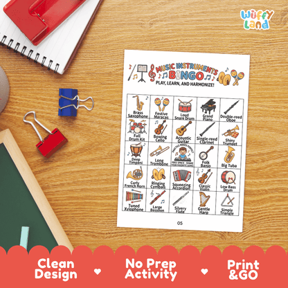 Music Instruments BINGO Games Printable Activity