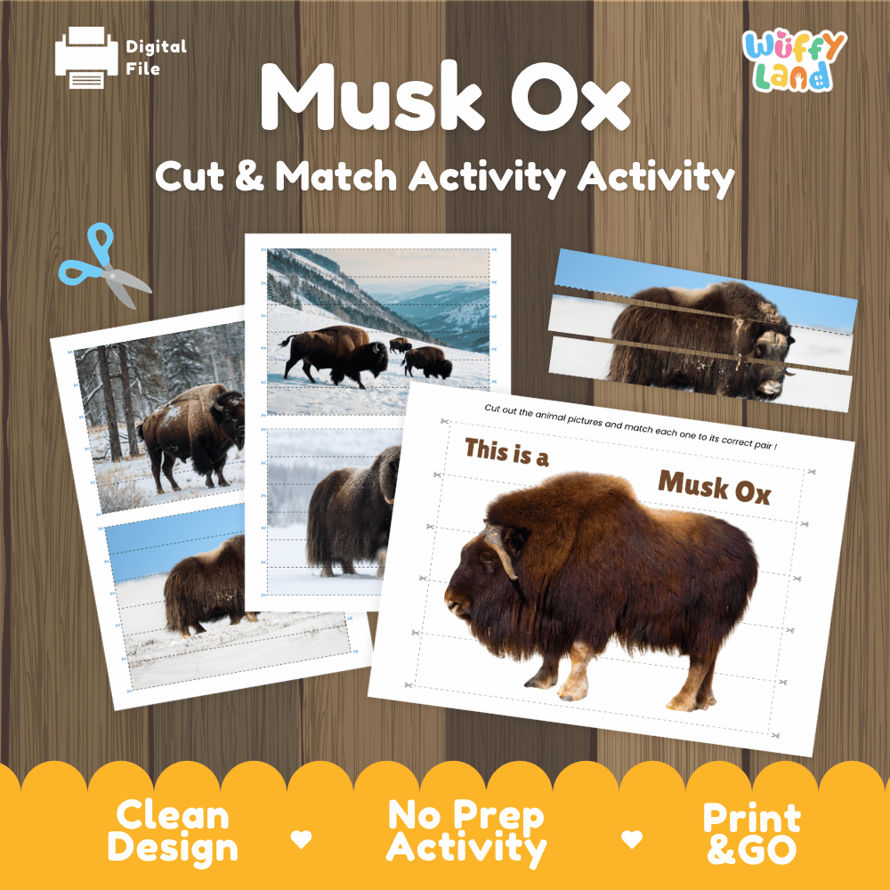 Musk Ox Cut and Match Puzzle Activity Worksheets