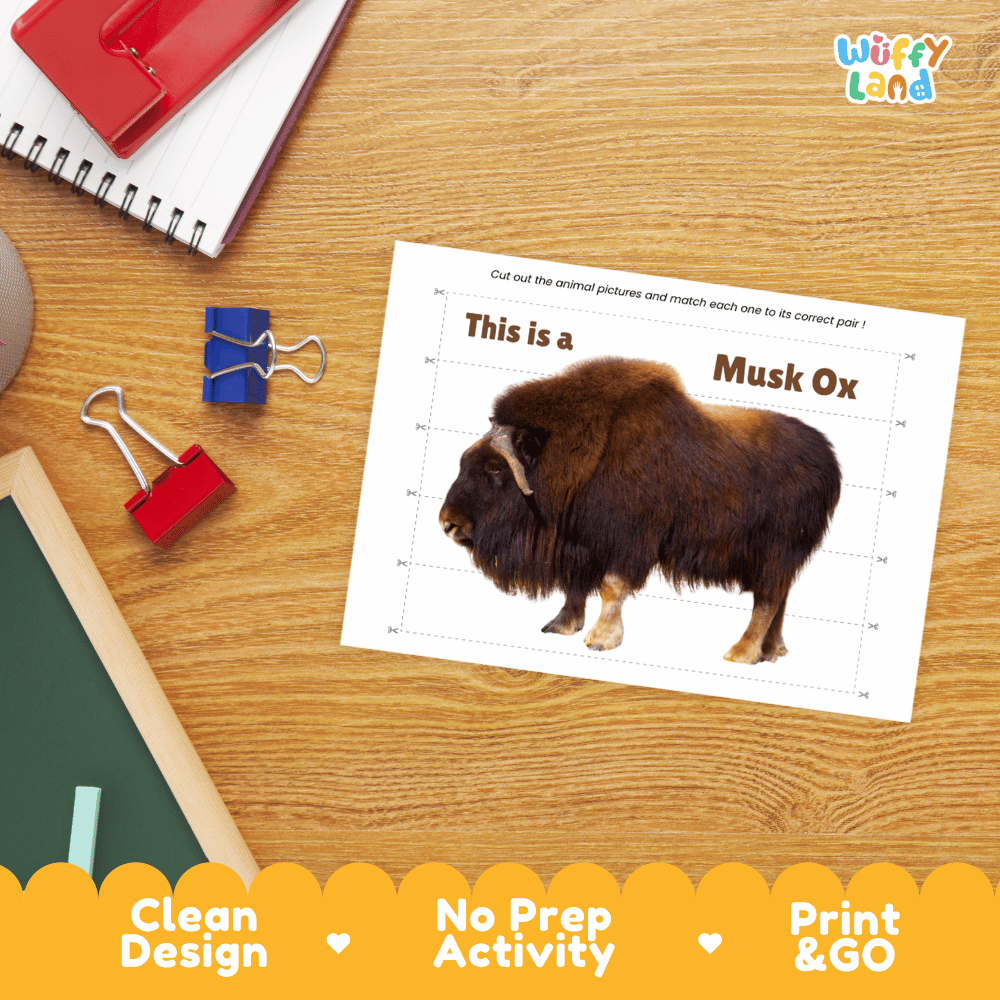 Musk Ox Cut and Match Puzzle Activity Worksheets