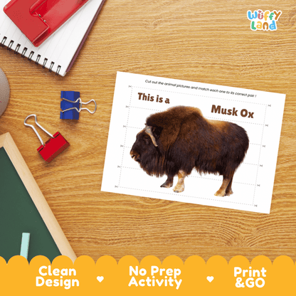 Musk Ox Cut and Match Puzzle Activity Worksheets