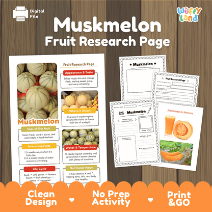 Muskmelon Fruit Research Page Worksheets and Fact Sheet