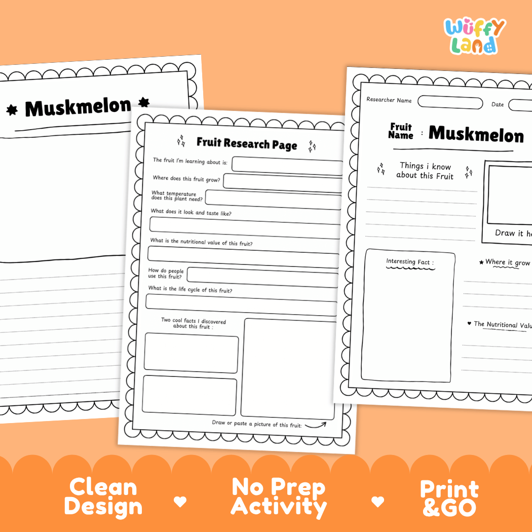 Muskmelon Fruit Research Page Worksheets and Fact Sheet