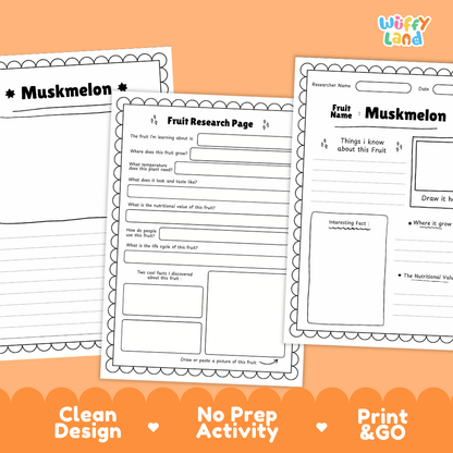 Muskmelon Fruit Research Page Worksheets and Fact Sheet