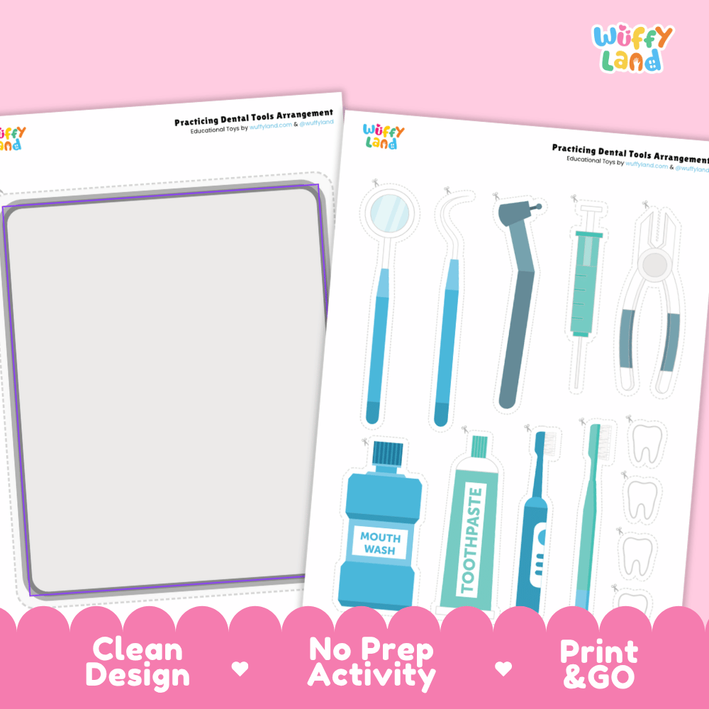 My Dentist Tool Kit Craft Cut and Paste Arrangement Activity Printable