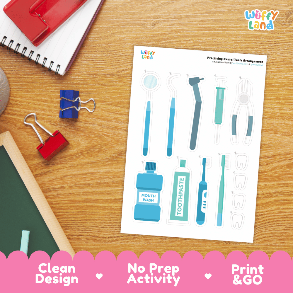 My Dentist Tool Kit Craft Cut and Paste Arrangement Activity Printable