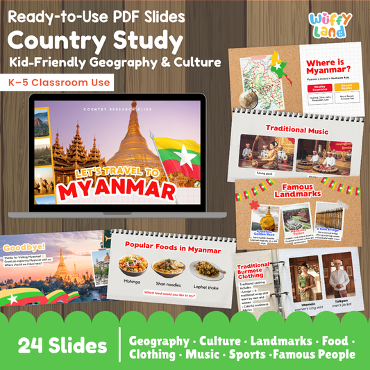 Myanmar Country Study Kid Friendly Geography & Culture PDF Slides