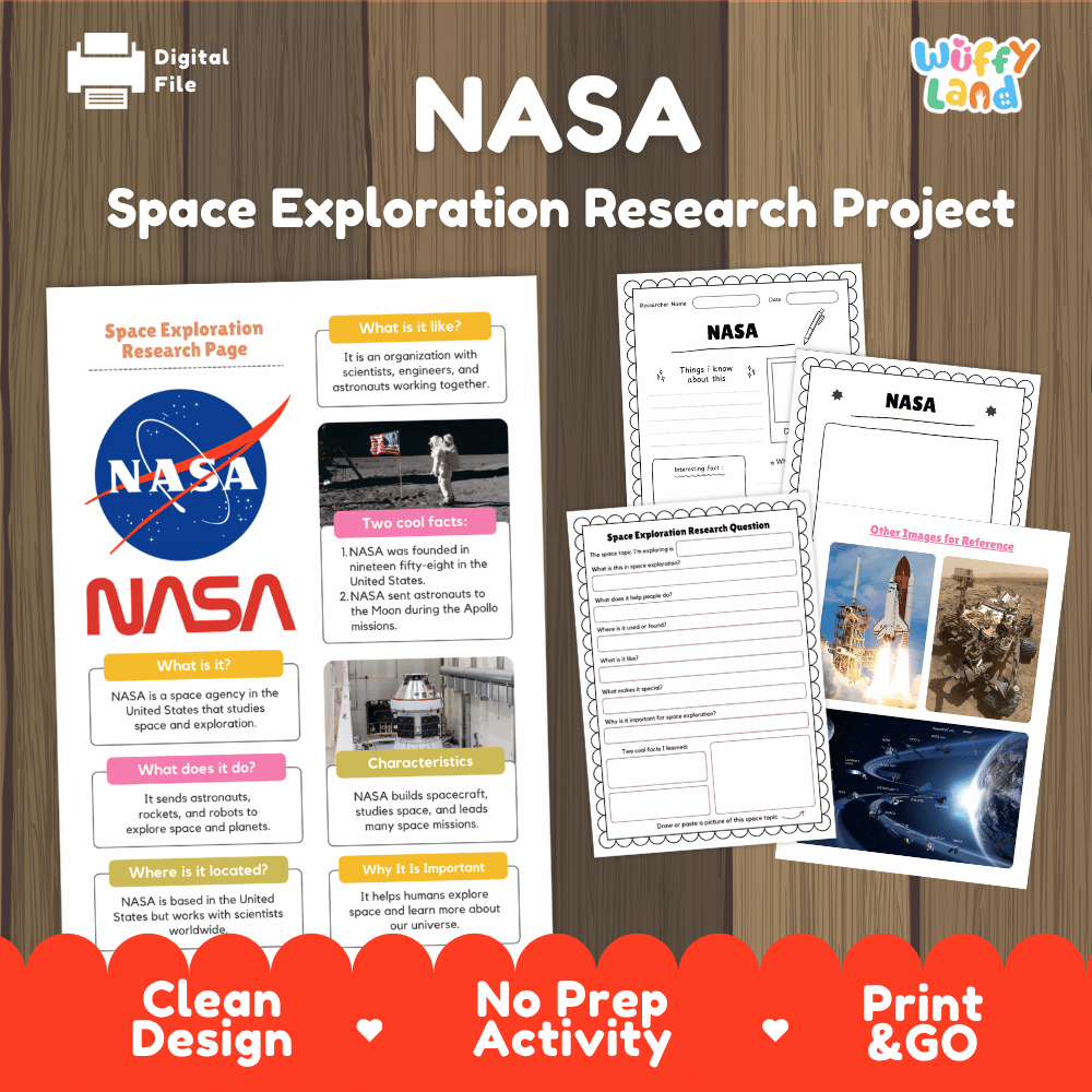 NASA Space Exploration Research Project Pages and Worksheets
