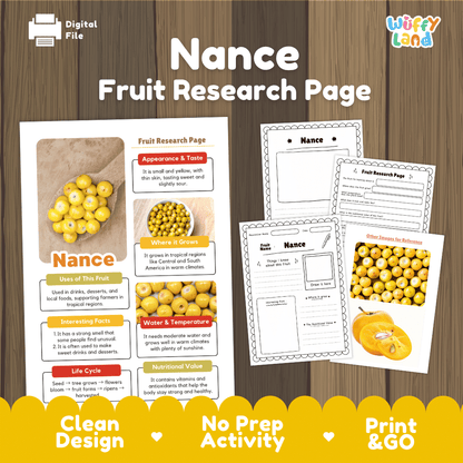 Nance Fruit Research Page Worksheets and Fact Sheet