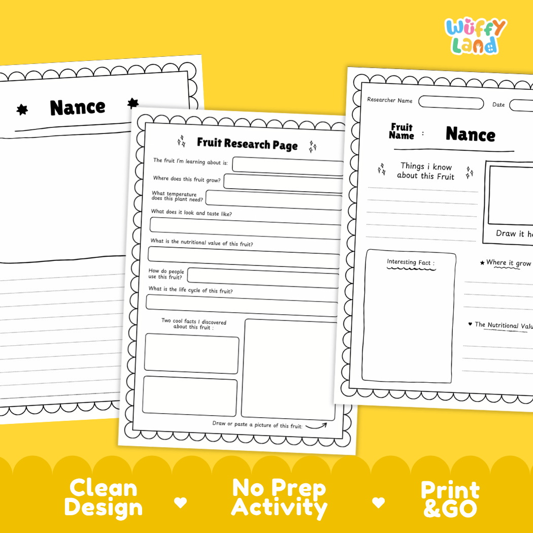 Nance Fruit Research Page Worksheets and Fact Sheet