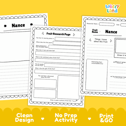Nance Fruit Research Page Worksheets and Fact Sheet