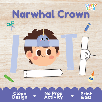 Narwhal Crown Craft Printable Activity Worksheets