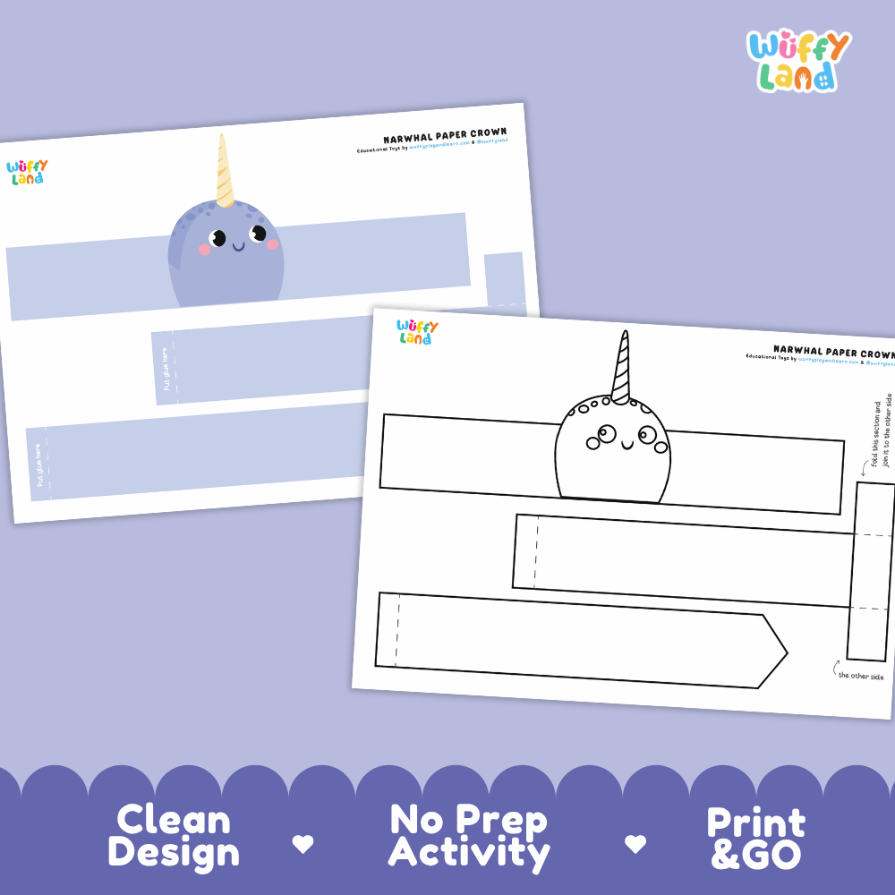 Narwhal Crown Craft Printable Activity Worksheets