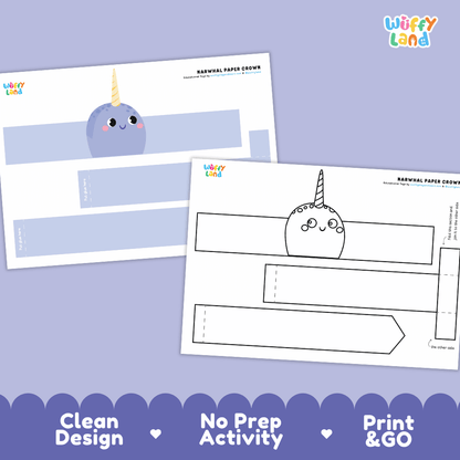Narwhal Crown Craft Printable Activity Worksheets