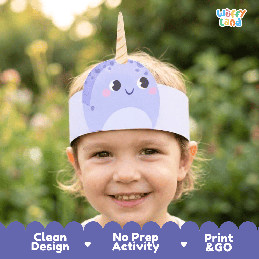 Narwhal Crown Craft Printable Activity Worksheets