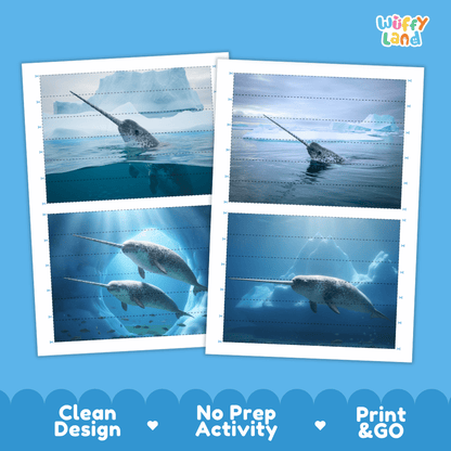 Narwhal Cut and Match Puzzle Activity Worksheets