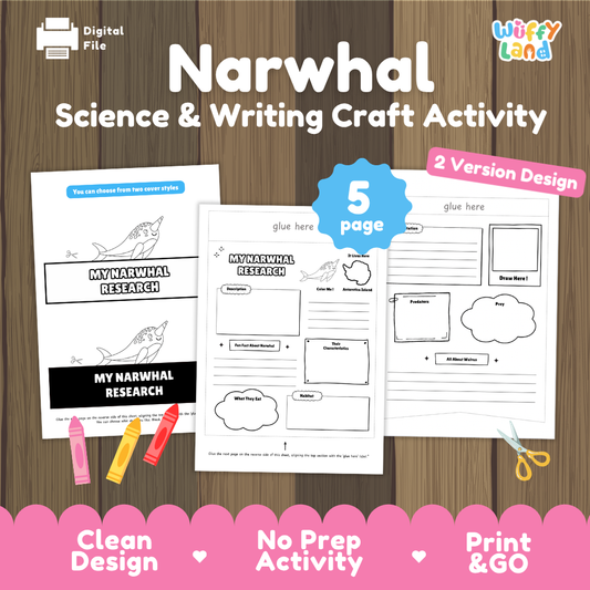 Narwhal Science and Writing Craft Activity Worksheets