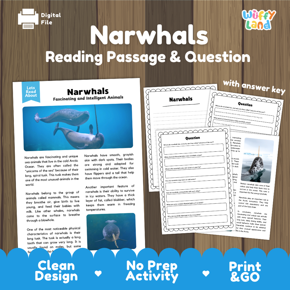 Narwhals Reading Passage and Questions Worksheets with Answer Key