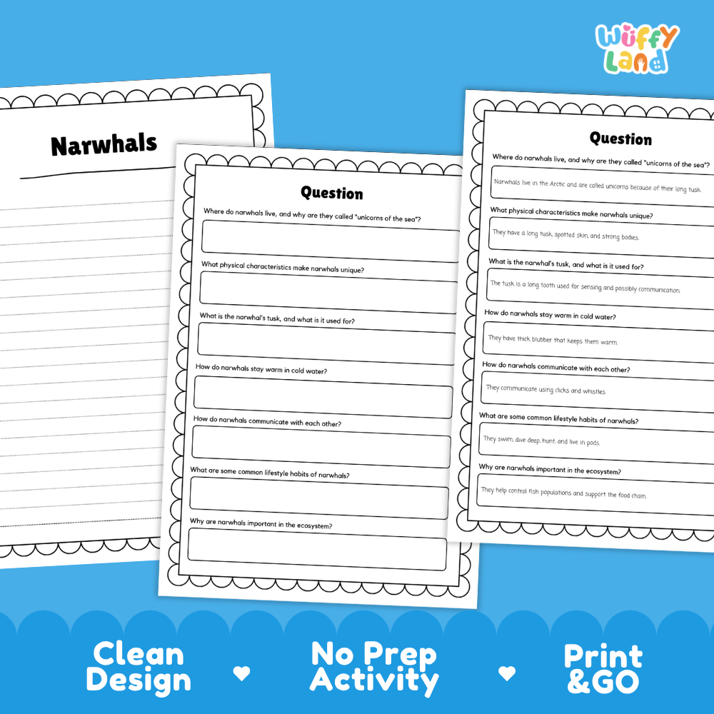 Narwhals Reading Passage and Questions Worksheets with Answer Key