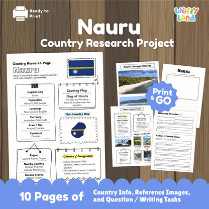 Nauru Country Research Project Worksheets and Activity Pages