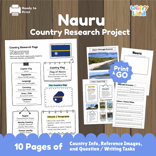 Nauru Country Research Project Worksheets and Activity Pages