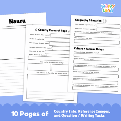 Nauru Country Research Project Worksheets and Activity Pages