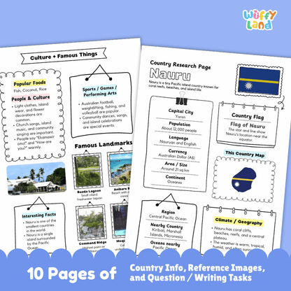 Nauru Country Research Project Worksheets and Activity Pages