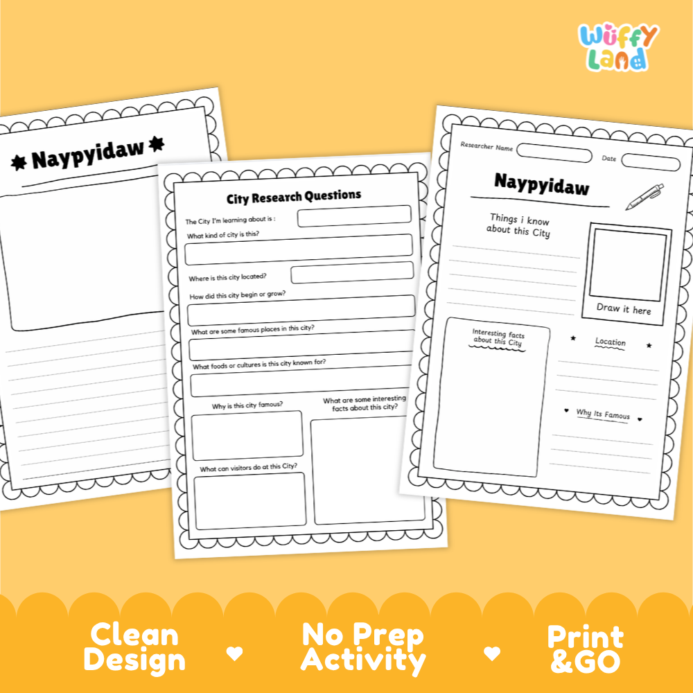 Naypyidaw City Research Page Worksheets and Fact Sheet Activity