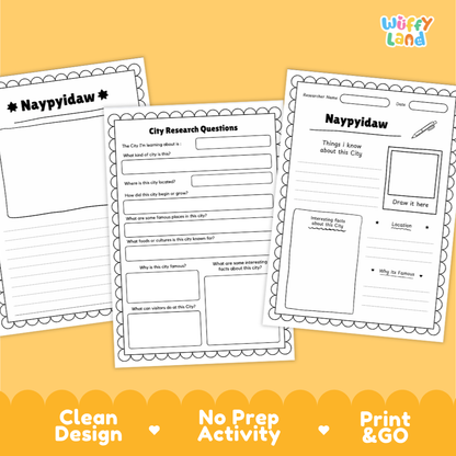 Naypyidaw City Research Page Worksheets and Fact Sheet Activity