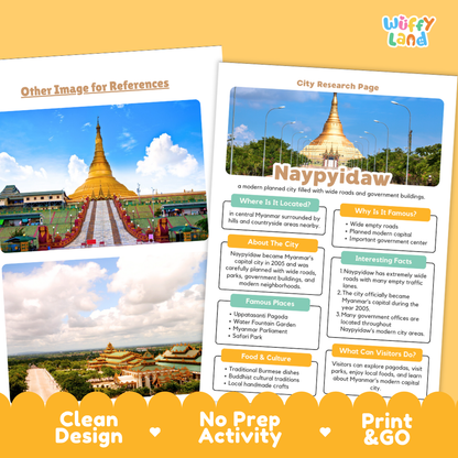 Naypyidaw City Research Page Worksheets and Fact Sheet Activity