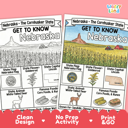 Nebraska Geography Coloring Poster Worksheets